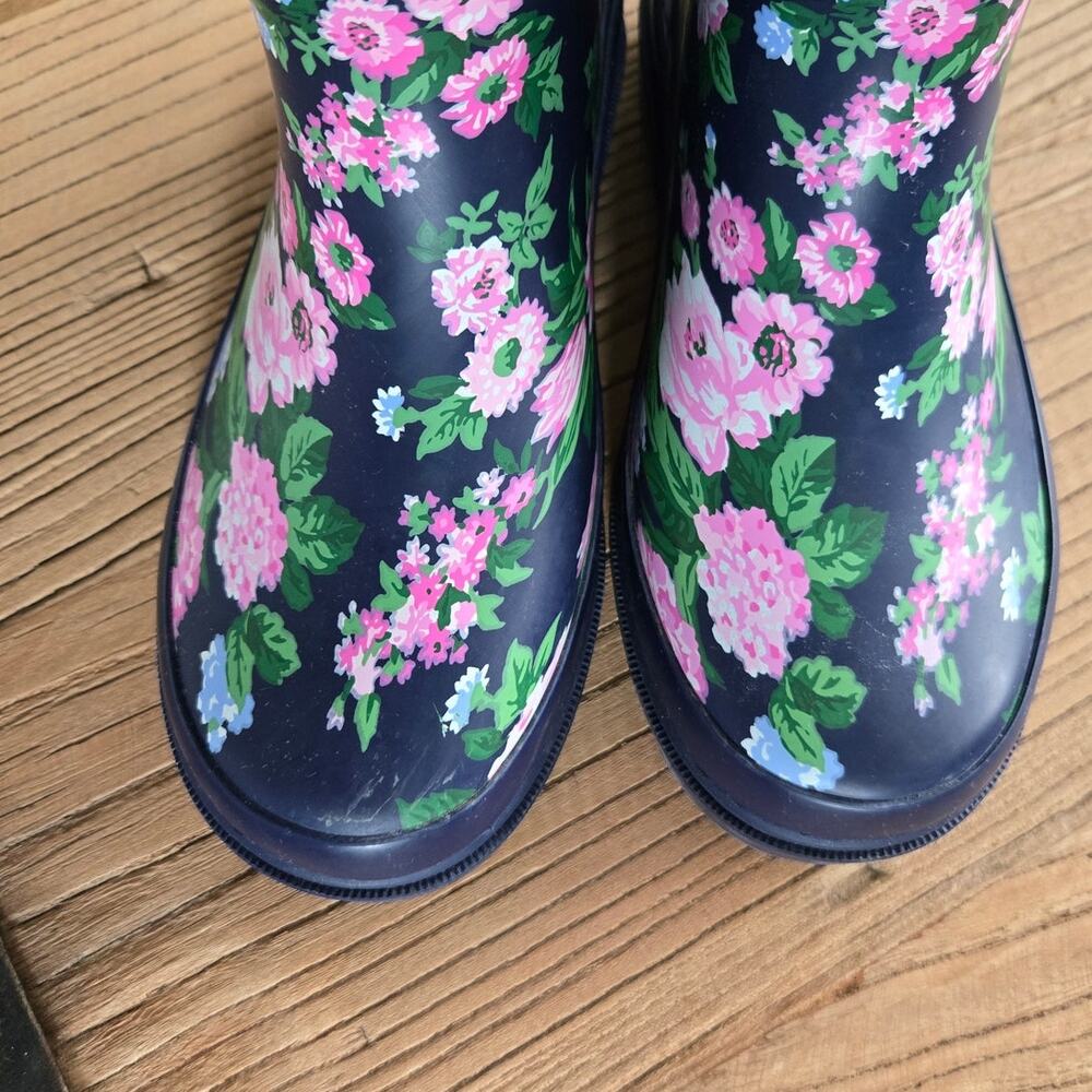 Janie and Jack Floral Navy Blue Rain Boots sz 12 - Picture 5 of 6